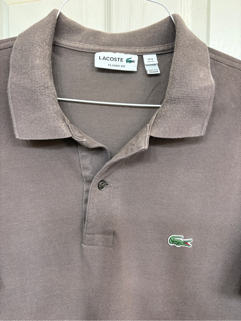 Lacoste Classic Fit Polo Shirt Men’s XL Taupe Brown Pique Cotton